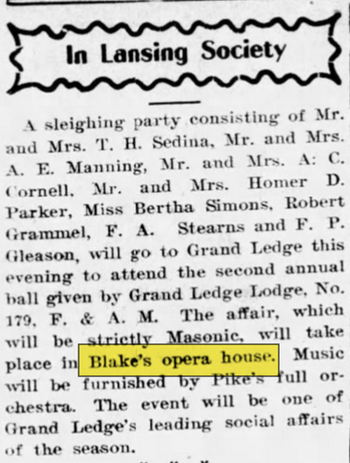 Blakes Opera House - Jan 23 1903 Article (newer photo)